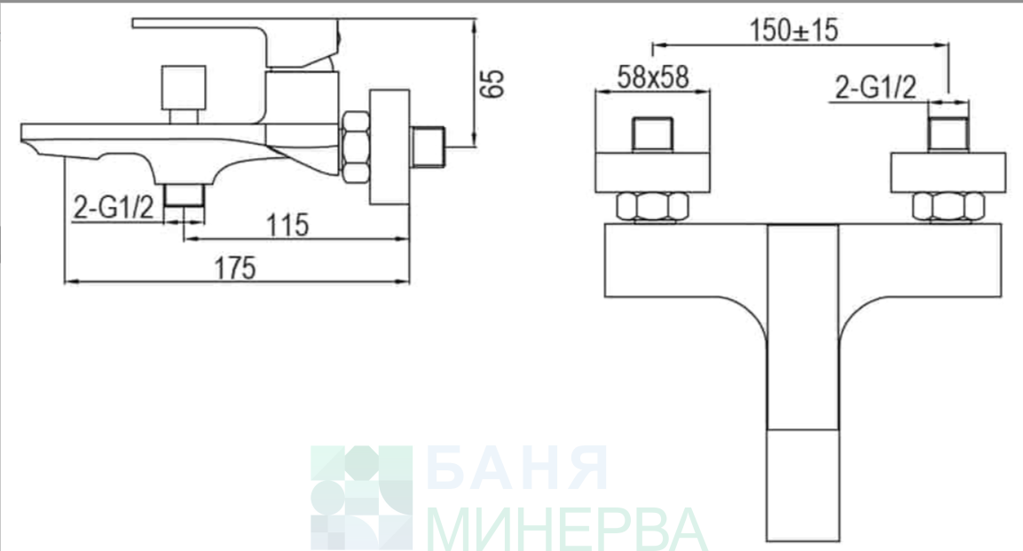 AQG BOLD 01BOL416NGСмесител вана-душ черен мат - Image 2