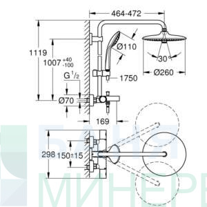 GROHE 26114002 EUPHORIA 260 Душ система с термостат