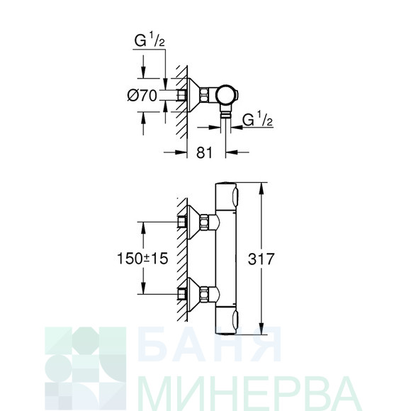 Промо GROHTHERM 500 термостатен смесител за душ без акс - Image 2