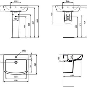 IDEAL STANDARD TEMPO T0563 порцеланов умивалник 65 см