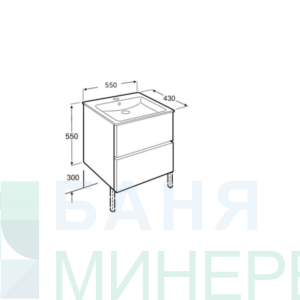 Roca А851197806 CUBE шкаф с умивалник 55-43 mm БЯЛ