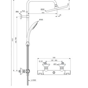 Ideal Standard A7627AA Ceraterm T25 Термостатна душ система