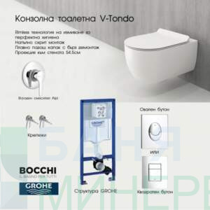 GROHE Структура с BOCCHI V-TONDO тоалетна чиния с биде