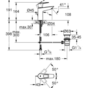 Grohe BauLoop 23762001 Смесител за умивалник М размер