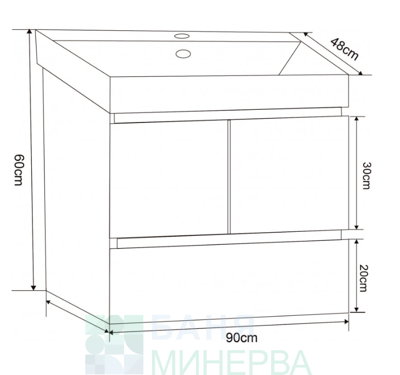 ICP 9048 PVC Мебел за баня 90 см Interceramic - Image 5