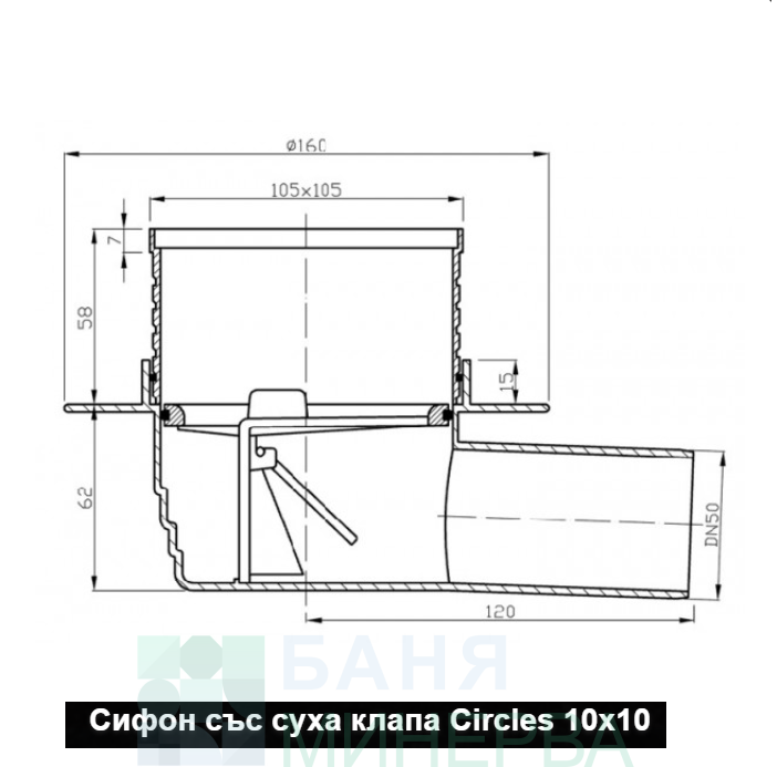 Подов сифон със суха клапа Circles 10-10 - Image 2