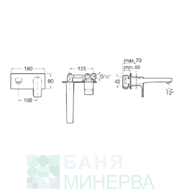 ROCA L90 A5A3L20C00 Вграден смесител за умивалник - Image 2