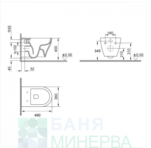 ICC 4937B Стенна тоалетна чиния Черен мат - Image 4