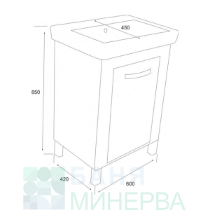 ПРИОРА Долен шкаф с мивка 600*850*450