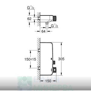 GROHE 34719000 GROHTHERM SmartControl термостатичен смесител за душ без аксесоари