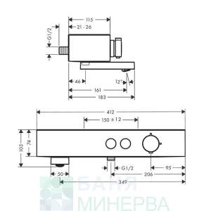 Hansgrohe 24340000 PULSIFY SHOWERTABLET SELECT 400 Термостатен смесител за вана-душ