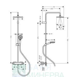 Hansgrohe 26286670 Vernis Shape 230 1jet Душ система черен мат
