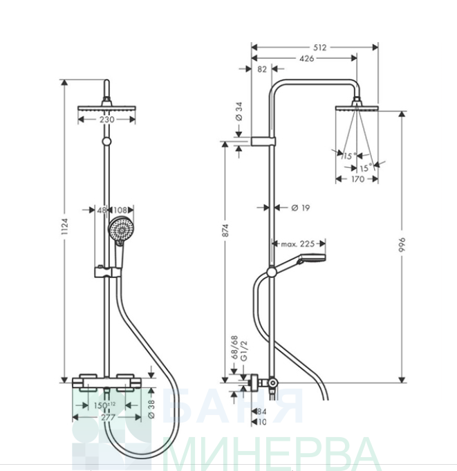 Hansgrohe 26286670 Vernis Shape 230 1jet Душ система черен мат - Image 2