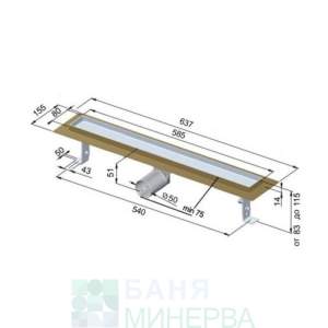 Inox Style Tile 585-80 Линеен Сифон за плочка с хидроизолационен фланец