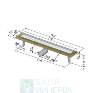 Inox Style Tile Линеен Сифон 1185-80 за плочка с хидроизолационен фланец
