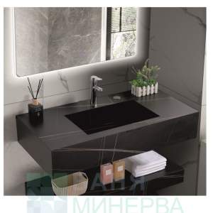 Кварцов умивалник за баня PIETRA ICL 12049-80B Черен