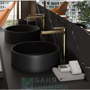 AQG ALPHA 01ALP120OC Brushed Gold Висок смесител за мивка купа Четкано злато