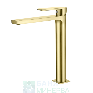 AQG ALPHA 01ALP120OC Brushed Gold Висок смесител за мивка купа Четкано злато