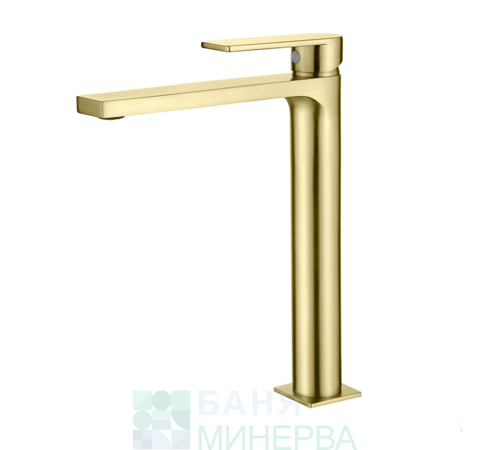 AQG ALPHA 01ALP120OC Brushed Gold Висок смесител за мивка купа Четкано злато