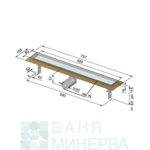 Inox Style Tile 685-80 Линеен Сифон  за плочка с хидроизолационен фланец
