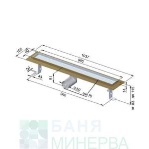 Inox Style Tile 985-80 Линеен Сифон за плочка с хидроизолационен фланец