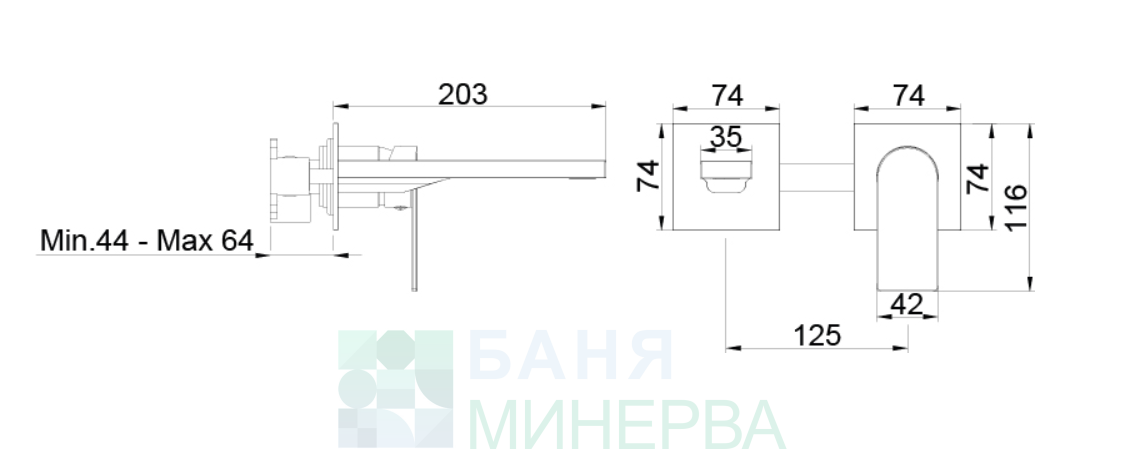 AQG ALPHA TWO 01ALC1800C Brushed Gold Смесител за мивка за вграждане Четкано злато - Image 2