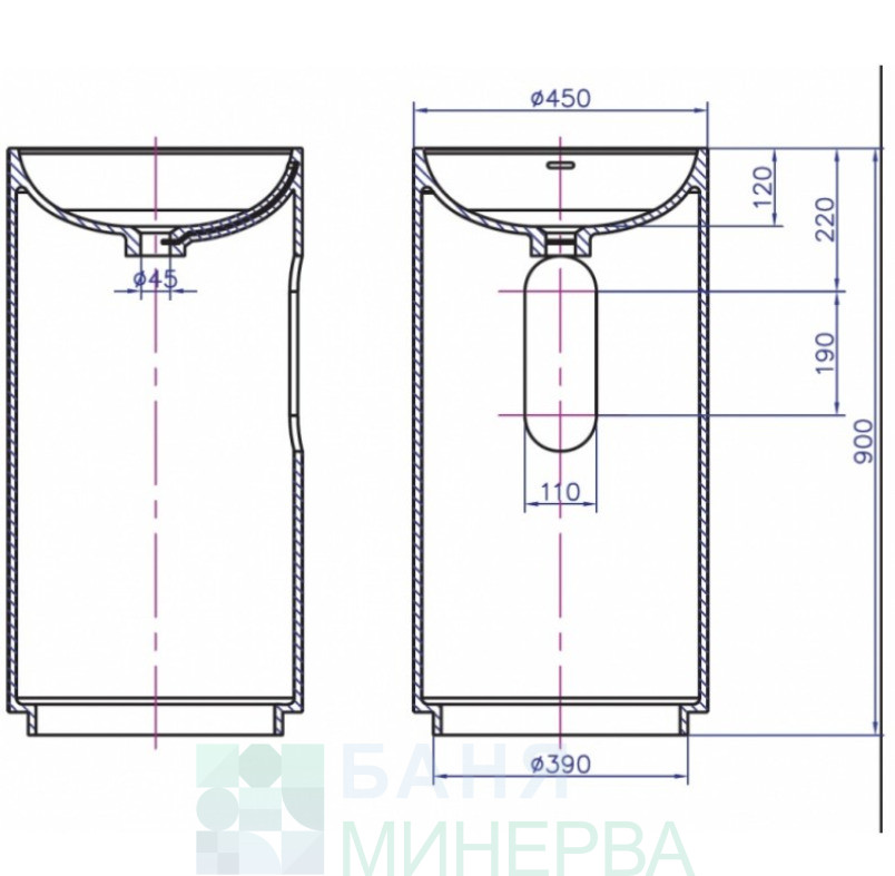 ICB 4546 МАСИВЕН Умивалник iStone Solid Surface - Image 3