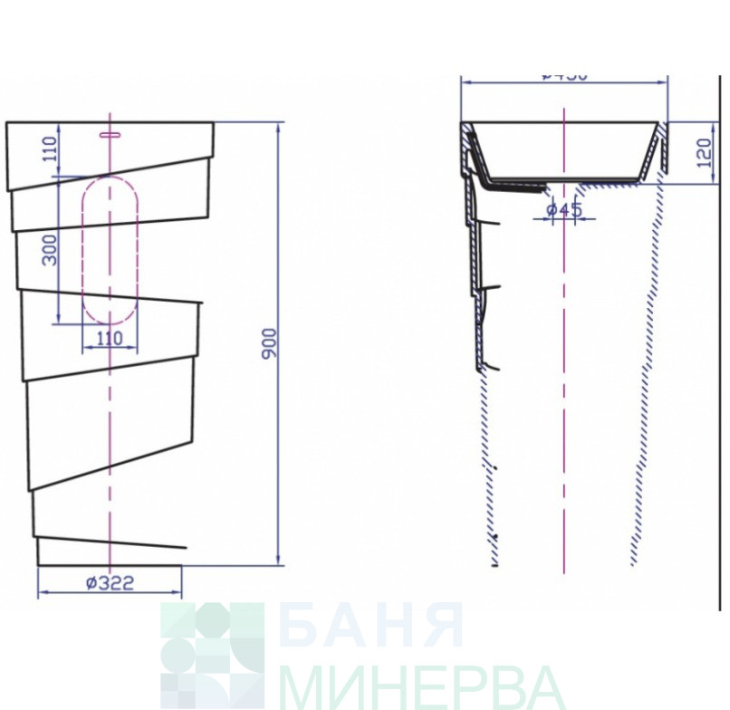ICB 4547 МАСИВЕН Умивалник iStone Solid Surface - Image 3