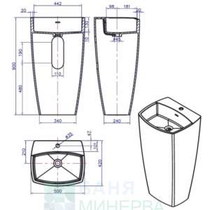 ICB 5042W МАСИВЕН Умивалник iStone Solid Surface
