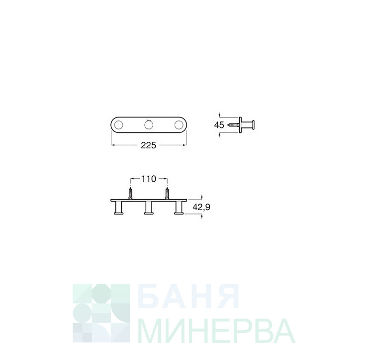 ROCA Hotels 2.0 A817572C40 черна матова закачалка тройна - Image 2