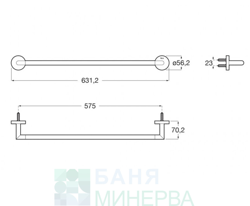 ROCA Hotels 2.0 A817574C40 Окачалка за кърпи черен мат 60 сm - Image 2