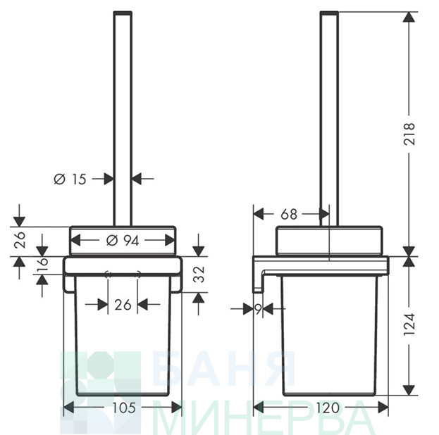 Hansgrohe ADDSTORIS Конзолна четка за WC хром гланц 41752000 - Image 2