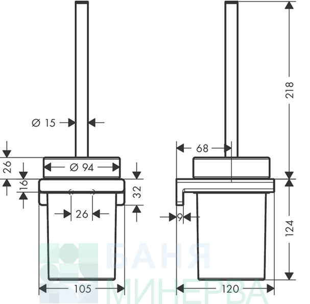 Hansgrohe AddStoris Конзолна четка за WC в цвят черен мат 41752670 - Image 2