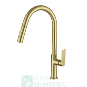 AQG 05SOA5100C Alpha Brushed Gold Едноръкохватков кухненски смесител с изтеглящ са душ