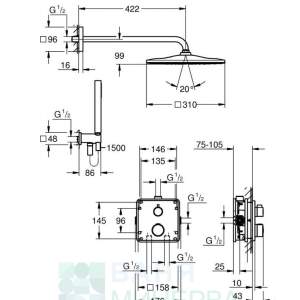 GROHE 34870000 GROHTHERM RAINSHOWER MONO 310 Душ система за вграждане