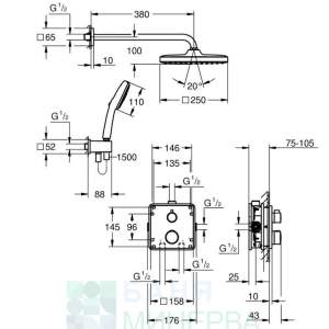 GROHE 34871000 Душ система за вграждане GROHTHERM TEMPESTA 250 CUBE