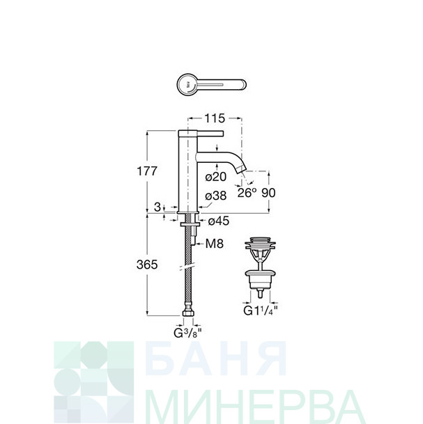 Roca ONA A5A3A9EC00 Смесител за умивалник с клик-клак Cold Start - Image 2