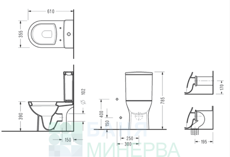 Моноблок с вградено биде Frendli RIMLES 6746 - Image 2