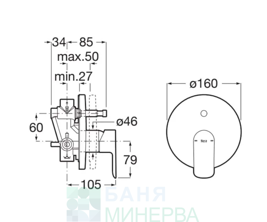 ROCA CALA WHITE Промо Душ Комплект за вграждане Бял мат - Image 6