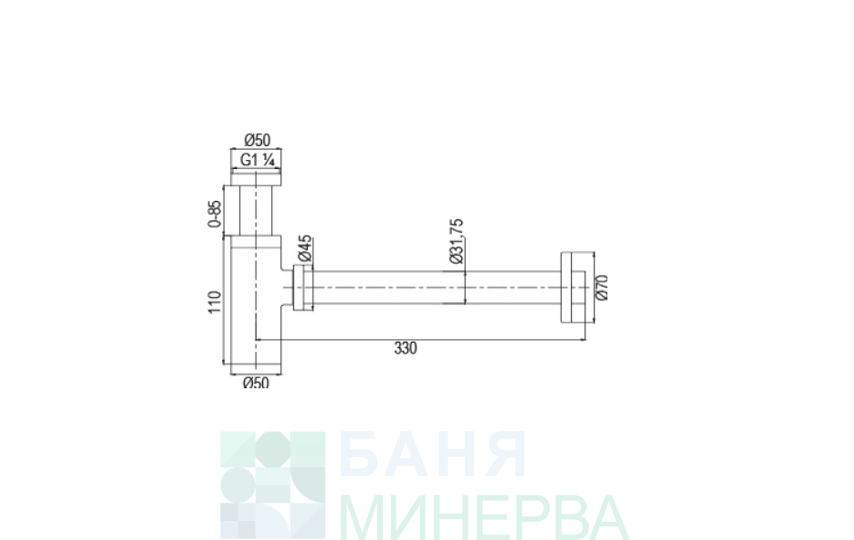 AQG FOSC 400110525 Декоративен овален сифон Черен мат - Image 2