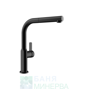 TEKA OVAL 938 Черен Кухненски смесител с Изтеглящ се душ и въртящ се чучур