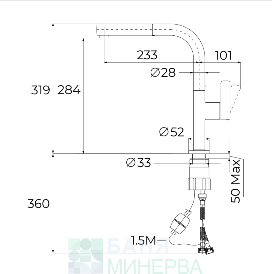 TEKA OVAL 938 Черен Кухненски смесител с Изтеглящ се душ и въртящ се чучур - Image 3