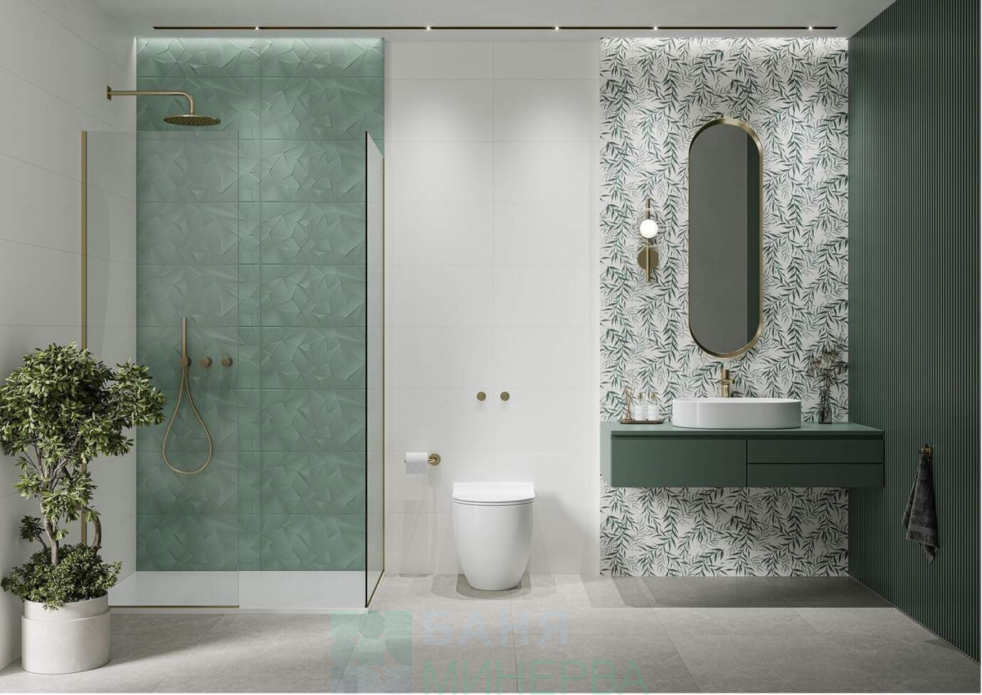 PARADYZ SALVINIA GREEN MAT 30-60 Плочки за баня - Image 2