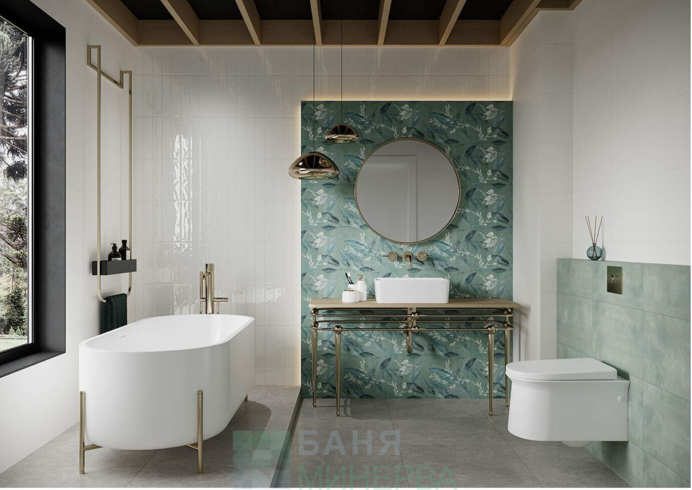 PARADYZ SALVINIA GREEN MAT 30-60 Плочки за баня