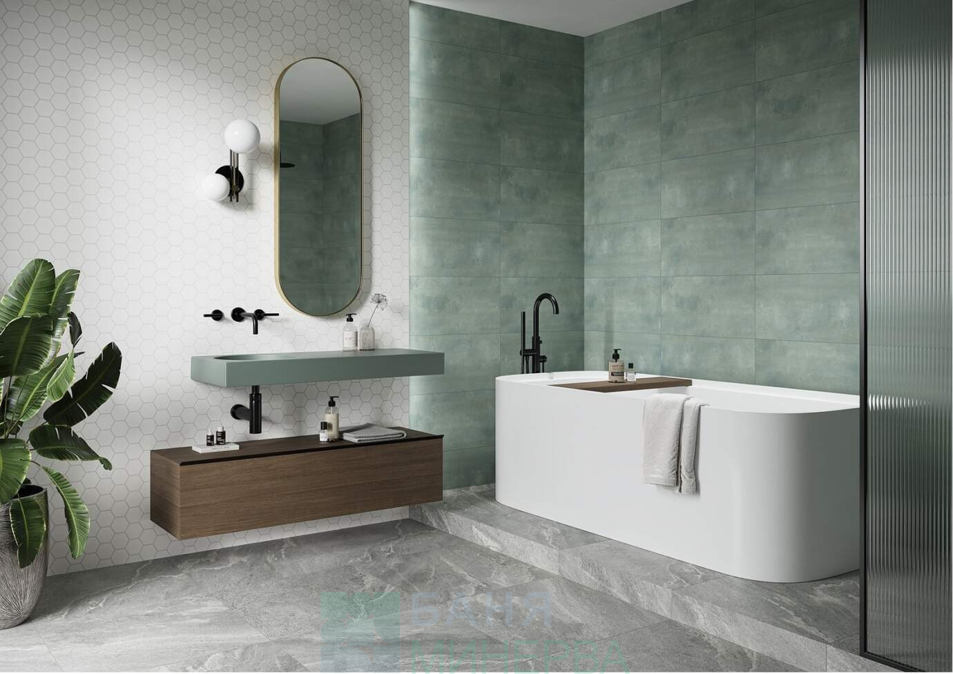 PARADYZ SALVINIA GREEN MAT 30-60 Плочки за баня - Image 4
