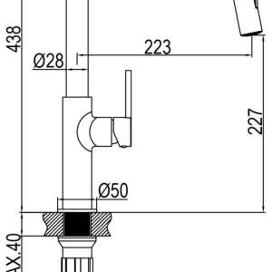 AQG ALPHA 05SOA510CR Кухненски смесител с изтеглящ се душ Хром