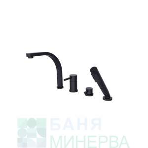 BESCO DECCO BW-D4-CZ Смесител за Вана-Борд 4 отвора Черен мат