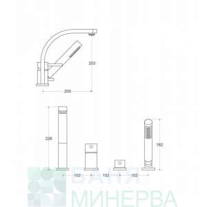 BESCO DECCO BW-D4-CZ Смесител за Вана-Борд 4 отвора Черен мат