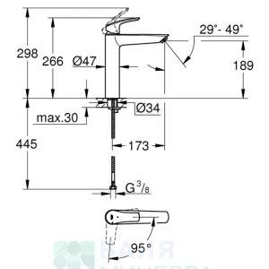 GROHE EUROSMART New 2397122433 Смесител Черен мат за умивалник XL Размер