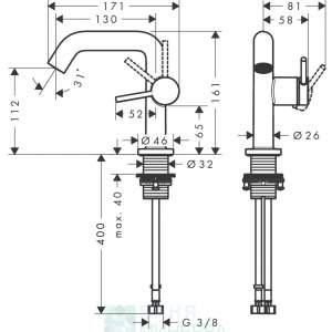 HANSGROHE 73320670 TECTURIS S 110 Fine CoolStart EcoSmart+ Смесител за умивалник Черен мат